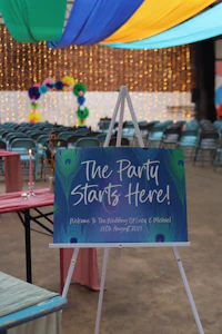 the party starts here sign