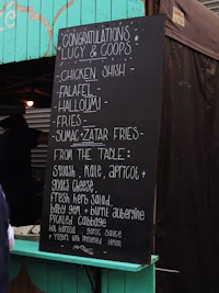 a blackboard with a menu on it